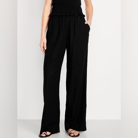 Old Navy Pants - Old Navy Tall Linen Wide Leg Pants Black size Large Tall